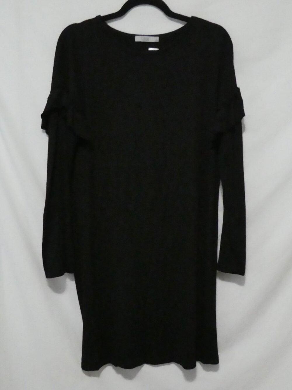 DALIA Black Ruffle Long Sleeve Sweater Dress - Size Large